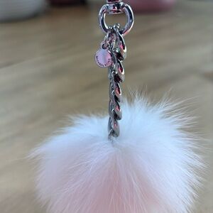 Michael Kors White Fur Pom-Pom Keychain Bag Charm